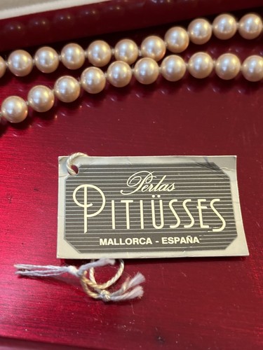 20.5” 7-7.5 mm white pearl Pitiusses Mallorca Espana Necklace.Yellow Gold clasp - Picture 2 of 10