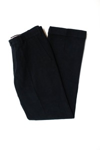 Loro-Piana-Mens-Pleated-Cuffed-Leg-Pants-Navy-Blue-Cotton-Size-50