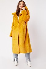 Bnwt See More Mustard Faux Fur Hooded Oversized Coat