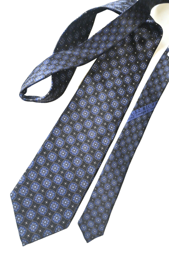 JZ RICHARDS MEN'S TIE BLACK, BLUE/GEOMETRIC WIDTH: 3.7/8" LENGTH: 63" - Picture 3 of 3