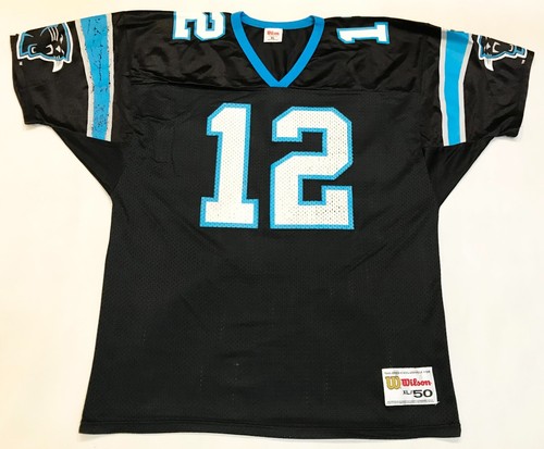 Vintage Wilson NFL Carolina Panthers COLLINS #12 Football Jersey XL Black USA - Picture 1 of 10