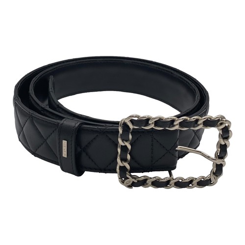 Chanel Black Calfskin CC Belt #70/28 CO23 Small Good 176984