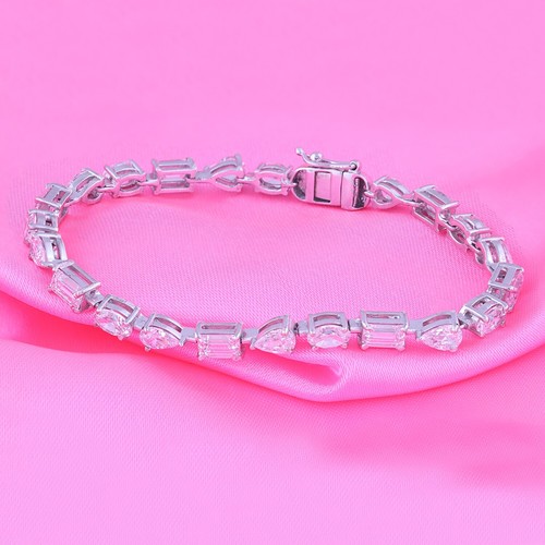 7 Ct Multi Cut Simulated Diamond Prong Set Women's Tennis Bracelet 7" 925 Silver - Picture 3 of 7