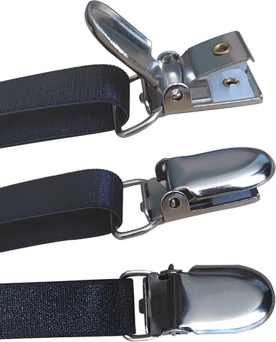 1 Pair Adjustable Elastic Shirt Stays Garter Holder with Non-Slip Locking Clamps - Picture 3 of 7