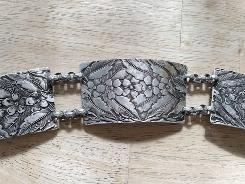 Vintage 50s Goddess Belt, Silver Tone Renaissance Revival Belt 27 1/2" L - Picture 7 of 13