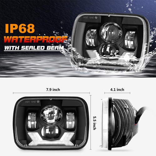 7x6 5x7 LED Scheinwerfer DRL Hi/Lo Beam mit Turn Signal für 1985-1995 Toyota MR2 - Bild 8 von 10
