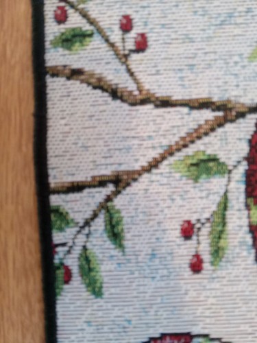  Vtg Kittens  Cats  With Birds tapestry wall hanging  Home Decor 40" Cat Lovers  - Picture 9 of 16