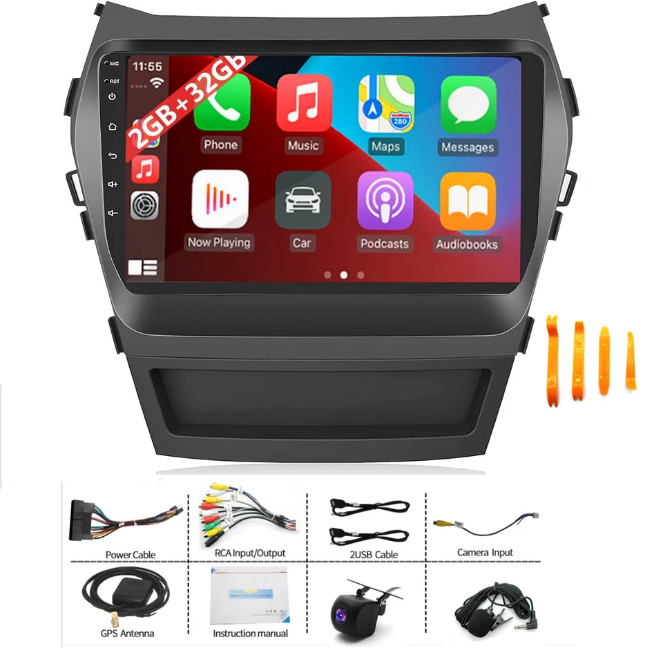 Carplay Android 13 For 2013-2018 Hyundai Santa Fe Sport Car Radio Stereo GPS DSP - Image 2 of 4