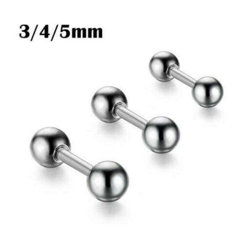 2 pares de aretes de acero inoxidable de 3-5 mm barra cartílago hélice perforación de oreja - Imagen 13 de 14