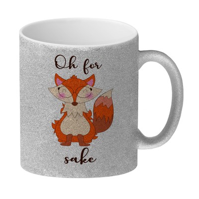 Fuchs Glitzer-Kaffeebecher mit Spruch Oh for Fox sake