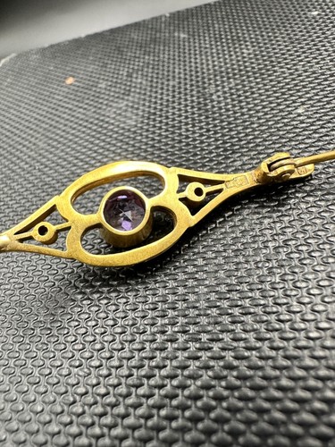 Antique 1940s russian SILVER 875 brooch vtg Artificial ALEXANDRITE gold plated - Picture 18 of 19
