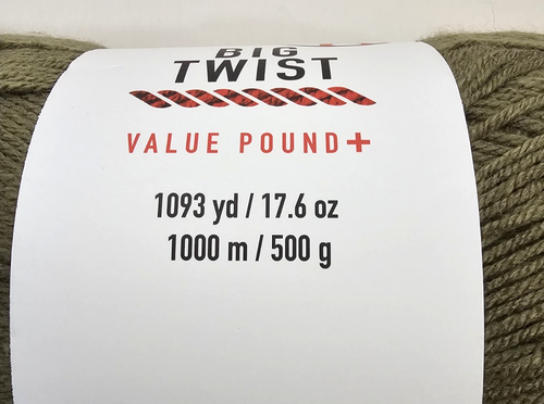 Big Twist Value POUND PLUS Yarn - OLIVE DRAB - Dye Lot# 44/7489 - 17.6oz - Picture 2 of 5