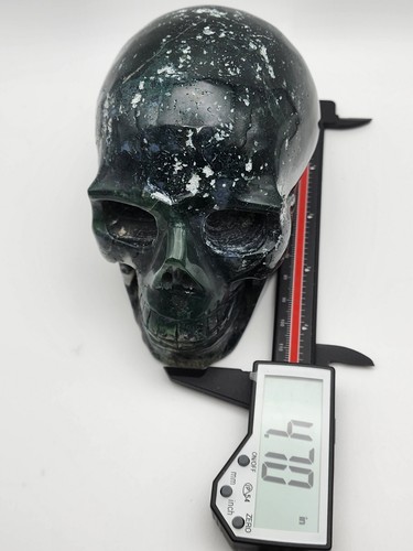 Natural Moss Agate "Large" Skull, Agate, Polished, Hand Carved Skull - Picture 16 of 17
