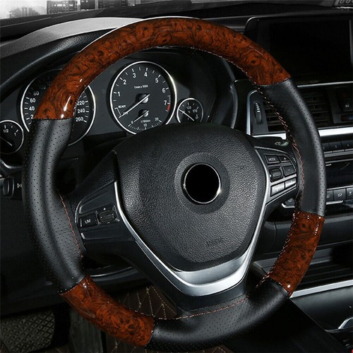 Car Steering Wheel Boost Cover Anti-slip Leather W/Needle Thread 15in 38CM DIY - Picture 6 of 10