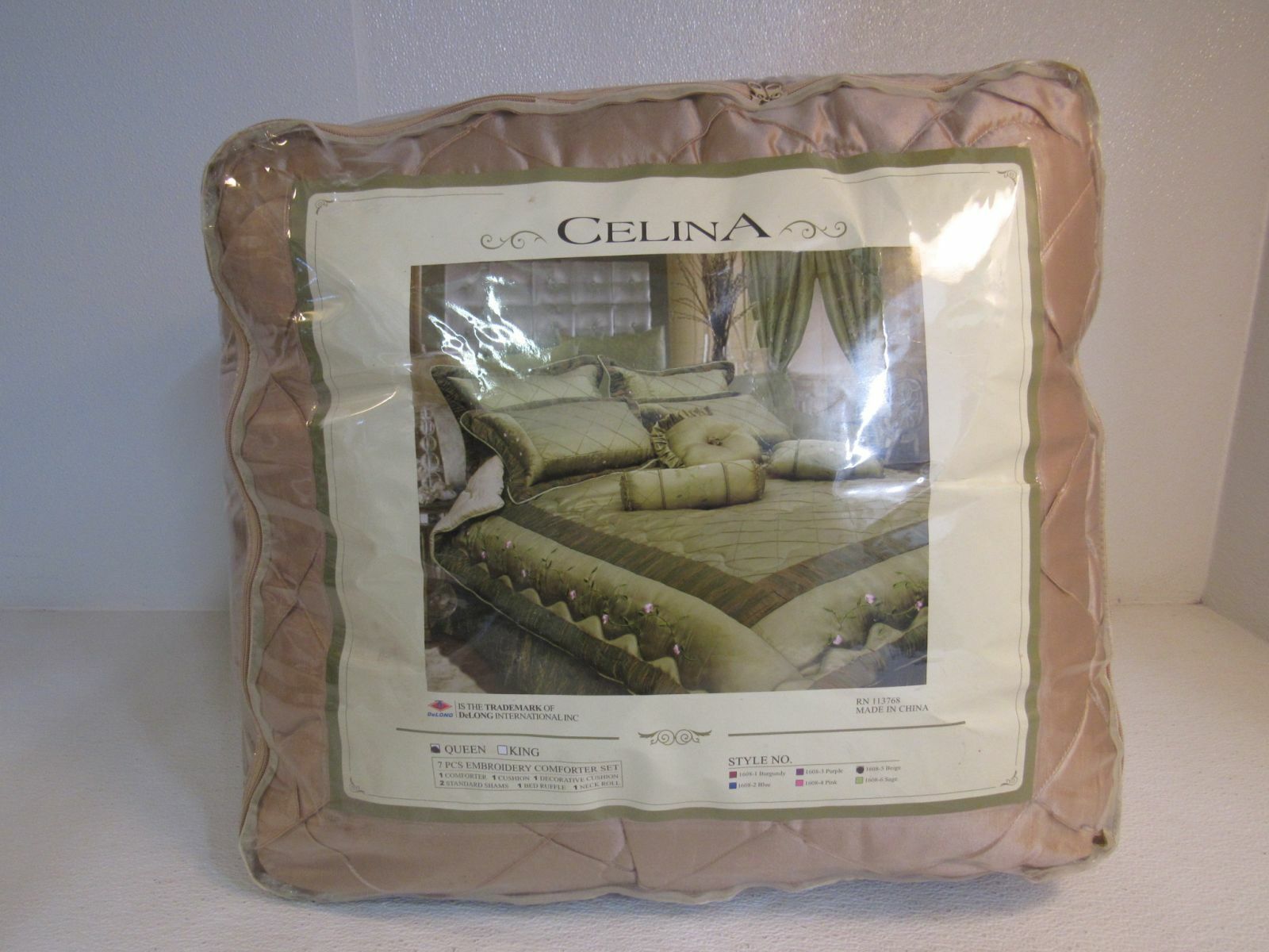DeLong Celina 7 PCS Embroidery Comforter Set Queen 1608-5 Beige 113768