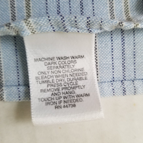 Camisa Manhattan Para Hombre 17.5 Azul Rayas Sin Arrugas Oxford Manga Corta - Imagen 7 de 8