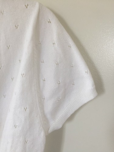 Justice cardigan cropped short sleeve tie front navy white pointelle size 16/18 - Picture 4 of 19