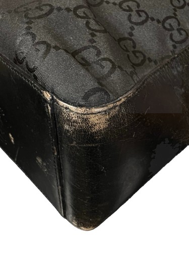 Bolso de Hombro Gucci Negro Lona Patrón GG Monograma Cuero Vintage - Imagen 12 de 19