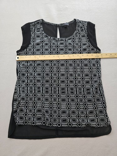 The Limited Blouse Top Womens Small Black White Geometric Round Neck Sleeveless - Picture 5 of 11