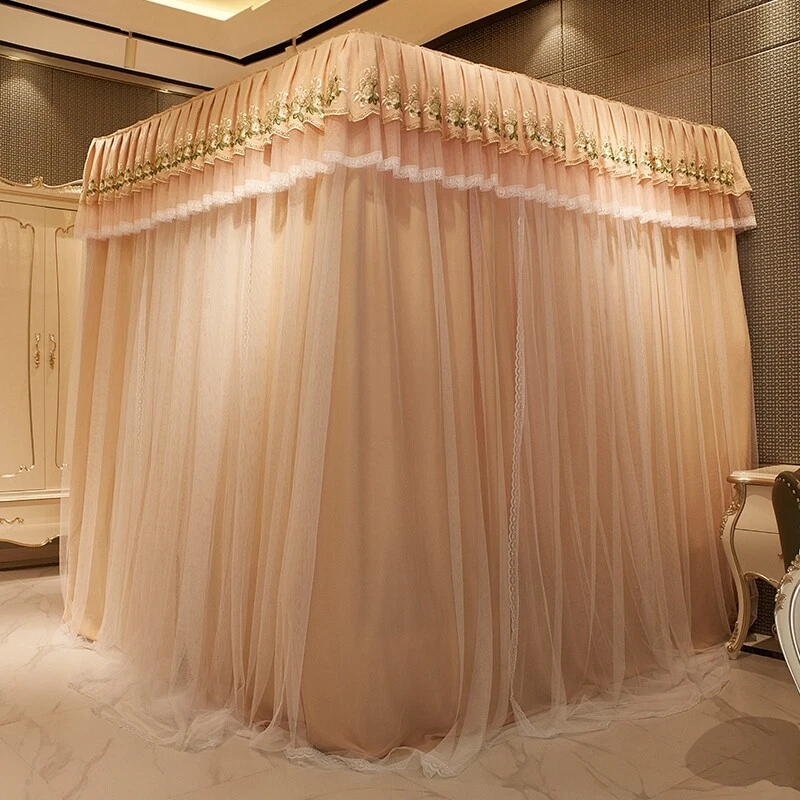 Mosquitera de lujo para cama de verano con marco de acero inoxidable cortina de cama Foto 3 de 4