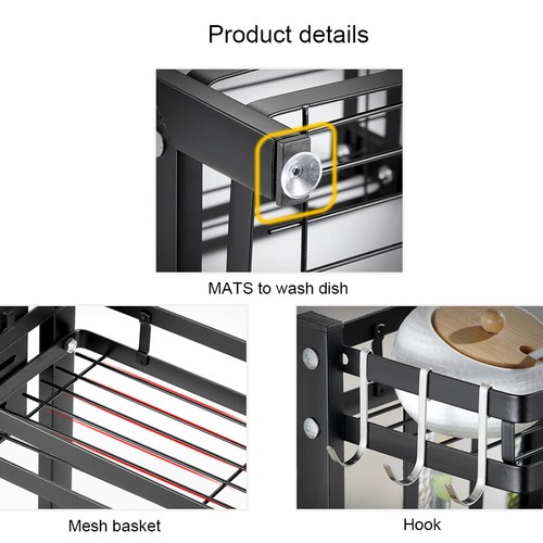 2/3 Tier Sliver Stainless Steel Spice Rack Kitchen Sauce Bottle Shelf Storage - Bild 3 von 12