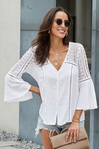 Casual-Top-V-Neck-Pullover-Floral-Jumper-O-Neck-New-Blouse-T-Shirt-Solid-Womens