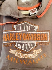 Harley Davidson Sweatshirt Womens Small Grey Orange &Wht Brandon Harley- Florida
