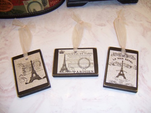 3 Mini Eiffel Tower signs Paris wall decor vintage French country cottage - Picture 2 of 6