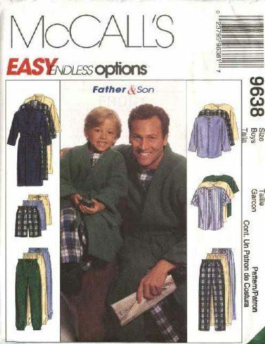 McCalls Sewing Pattern 9638 Mens Pants Shorts Robe Top Pajamas Size S ...