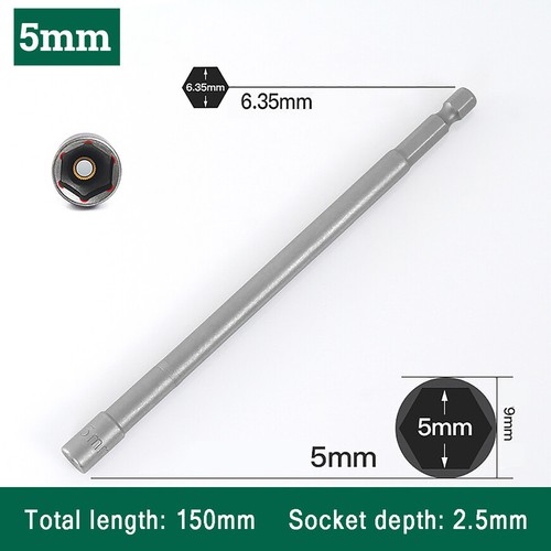 5mm-19mm Hex Nut Driver CR-V Socket Wrenches Impact Drill Bit 1/4" Hexagon Drive - Picture 8 of 39