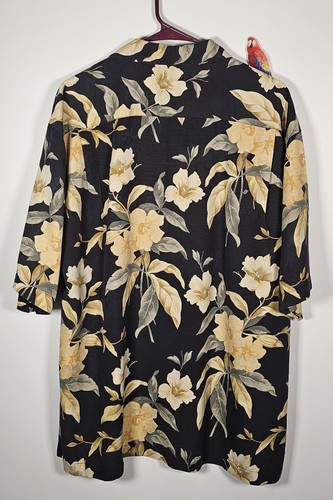 Tommy Bahama Hemd L schwarz geblümt Oldschool Hawaii Knopfleiste Kurzarm  - Bild 2 von 6