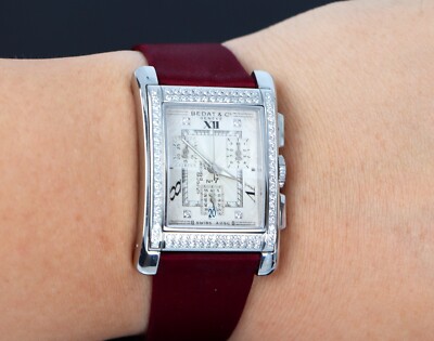 Men Bedat & Co No. 7 Round Diamond Chronograph Rectangle Steel