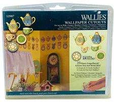 NOS Wallies Mary Engelbreit Green Tea Set 12907 Pre-pasted Wallpaper Cutouts