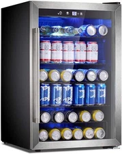 145 Can Mini Fridge Beverage Refrigerator Cooler Glass Door for Soda Beer & Wine