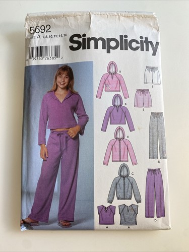 Maglia/pantaloni/shorts/giacca modello Simplicity 5692 taglia A (da 7 a 16) NON TAGLIATA ab8
