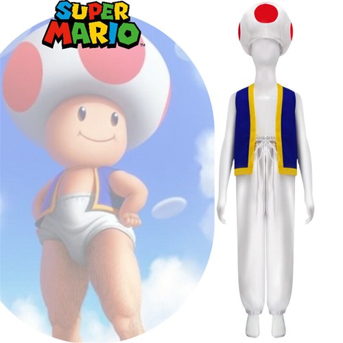 Adulto Super Mario Bros Sapo Juegos con disfraces Fiesta Disfraz Prendas para el torso + Pantalones + Conjunto de trajes de sombrero ~ח - Imagen 7 de 13