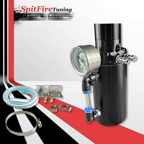 Oil Catch Can Reservoir Baffled Tank Breather Universal Black V2.0 Fits Mercedes - Picture 1 of 10