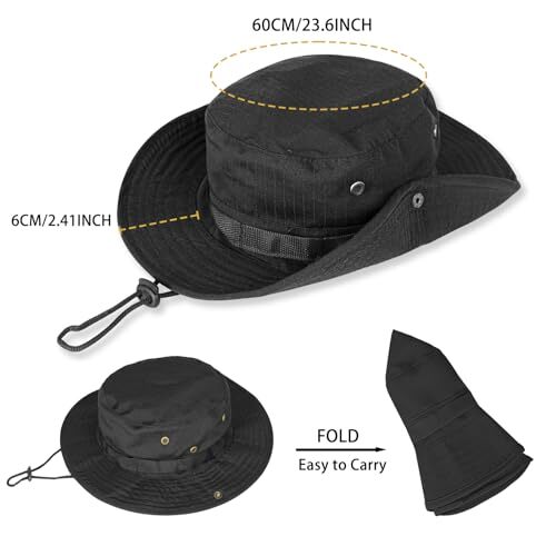 Sun Hats for Men Women Boonie Hat UPF 50+ Bucket Hat Wide Brim 1 1pack-black - Bild 2 von 6