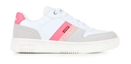 NIB WOMEN'S LEVIS DRIVE LO SNEAKERS WHITE/CEMENT/PINK SHOES SZ 9 M - Picture 1 of 9