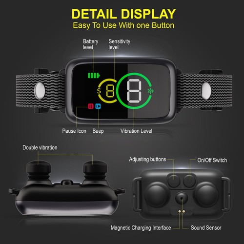Smart Automatic Anti-bark Dog Collar Waterproof Barking Terminator USB SGSPET - Picture 1 of 8