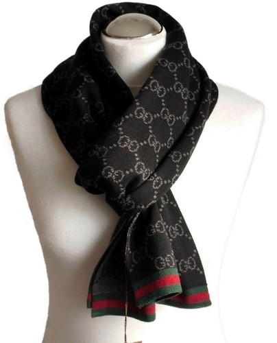 GUCCI Herren Damen Schal 100% Wolle Neu schwarz 23x180 Scarf Shawl Sciarpa - Bild 1 von 7