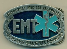 BELT BUCKLE - VINTAGE - METAL - EMT - EMERGENCY MEDICAL TECHNICIAN 2