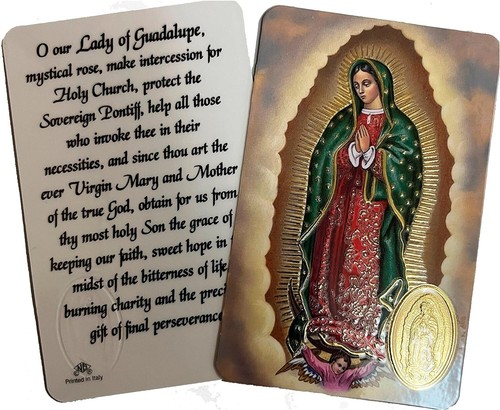 Our Lady of Guadalupe Holy Card with Medal and Prayer on Back - Pack of 5 - Bild 2 von 2