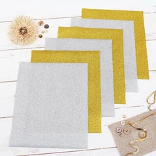 Threadart Silver & Gold 10" x 12" Glitter Heat Transfer Vinyl Precut Sheets