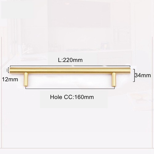 Messing Küchenschrank Ziehgriffe TBar Schublade Schranktürgriffe 96 mm 160 mm - Bild 12 von 14