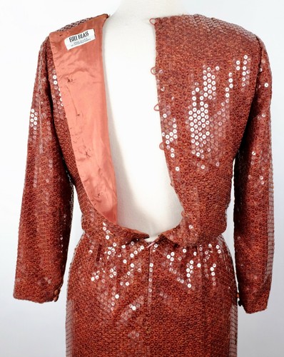 Vintage sz 6 Bill Blass couture dress sequin long sleeve embellished - Picture 10 of 12