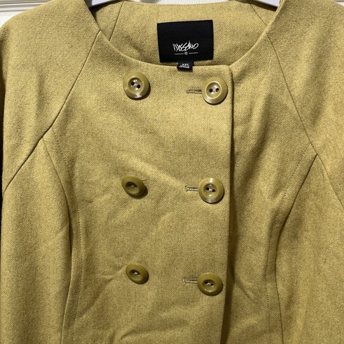 Mossimo Women's Mustard Color Wool Coat, Large Buttons Faux Pockets Size XXL NWT - Picture 3 of 7