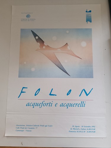 folon acqueforti e acquerelli manifesto50x70cm, 1992
