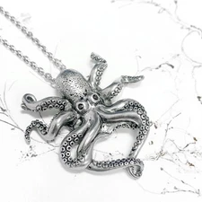 Octopus Necklace Black Cubic Zirconia stainless steel pendant By Controse