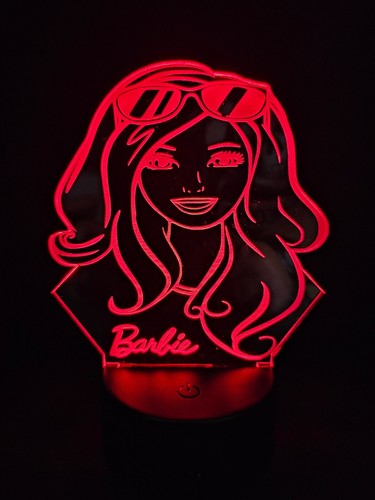 Barbie Doll 3D LED Night Light 16 Color Changing Acrylic W/ Remote & Base - Picture 5 of 12